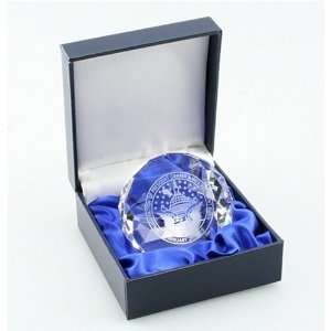   crystal paperweight, specially designed with our Inauguaral seal