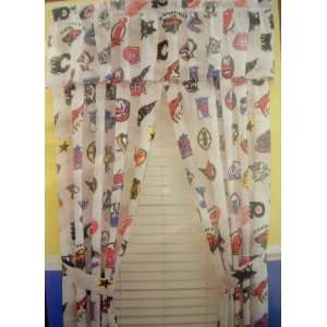  Hockey NHL Score Window Curtain Drapes & Valance Set: Home & Kitchen