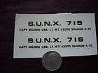 TWO W. S. DECALS for LIONEL PW 715 S.U.N.X. in BLACK 