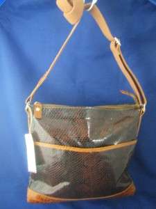 CECCONI PIERO Snake Textured Dark Brown Leather NEW Messenger Bag 