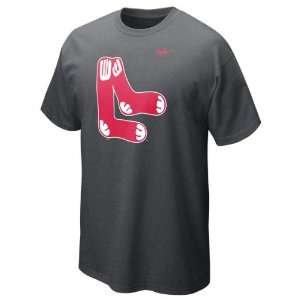 Boston Red Sox Nike Charcoal Heather Cooperstown Dugout Logo T Shirt 