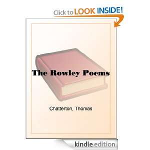 The Rowley Poems Thomas Chatterton  Kindle Store