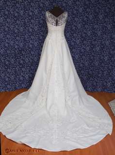 Marys Bridal 9604 Light Ivory Satin Embroidered Beaded Wedding Dress 