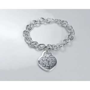  Delta Zeta Sorority Silver Heart Bracelet: Jewelry