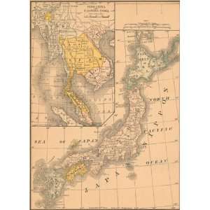  McNally 1886 Antique Map of Japan and Indo China