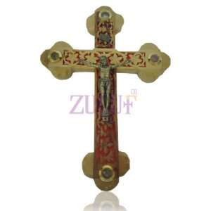  27cm Olive Wood Wall Cross With Carvings 