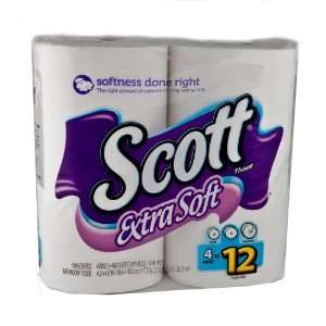Scott Extra Soft, Mega Roll, (3X Regular), 1 Ply, White 4pk  
