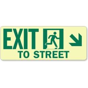   , Exit To Street, Downward Right Diagonal Arrow Glow Vinyl, 18 x 7
