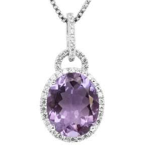  Oval Cut Natural Amethyst Drop Necklace   4.1 Ct 