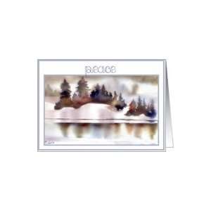  peace merry christmas snowscape watercolor Card: Health 