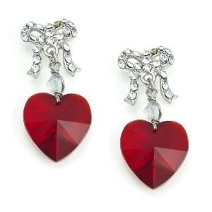   Swarovski Heart Drop Sterling Silver Earrings    Made In USA Jewelry