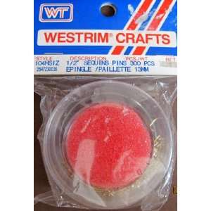  Westrim Crafts 1/2 Sequin Pins & Pin Holder 300 Gold 