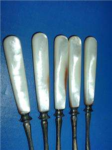 Vintage Mother of Pearl & Silver Victorian Nut Picks  