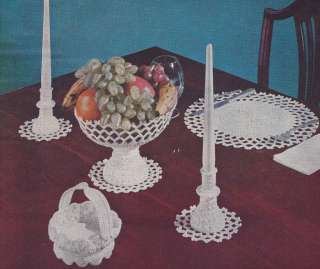 Vintage Crochet PATTERN Milk Glass Candlesticks Compote  