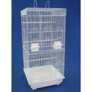  Tall Square Top Small Bird Cage in White: Pet Supplies