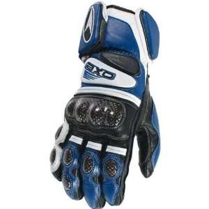   Mens Leather Street Bike Motorcycle Gloves   Blue / Small Automotive