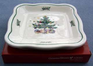 Nikko Christmas Square Cookie Candy Serving Tray NIB  