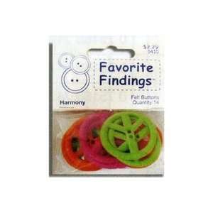    Favorite Findings Felt Buttons Harmony 17pcs (6 Pack)