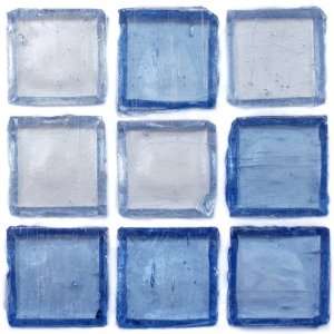 12 x 12 In. Clear Icicle Blend Recycled Glass Blue Mosaic Tile Kitchen 