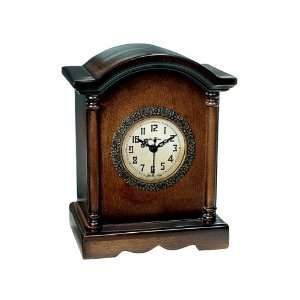   Brown Wood Case with Off White Dial Arch Mantel Clock