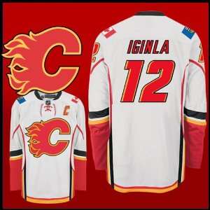  Flames Authentic NHL Jerseys #12 Jarome Iginla AWAY White Hockey 