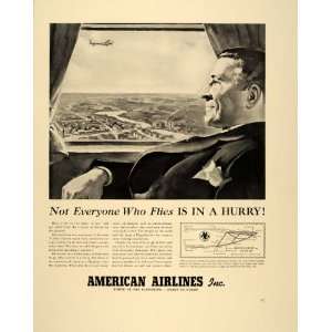  1939 Ad American Airlines Flagship Passenger Route Map 
