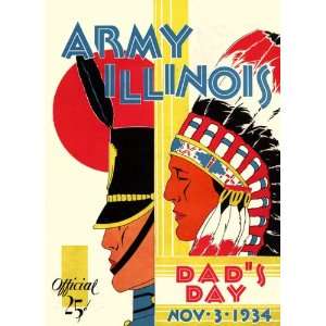  1934 Illinois vs. Army 22 x 30 Canvas Historic Football 