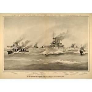   Famous Battle Ships Squadron   Original Halftone Print