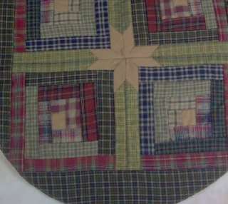 Country Tea Cabin Plaid Round Table Mat 15 in  
