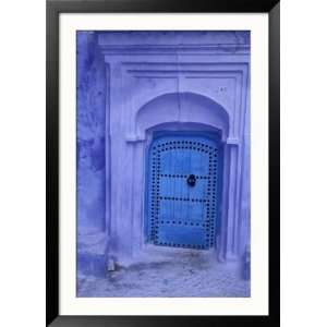  Traditional Moorish styled Blue Door, Morocco Framed 