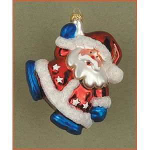  Margaret Cobane Glass Ornament   Red White And Blue Santa 