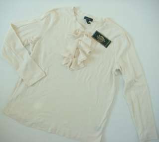 RALPH LAUREN New Clara Ivory White Soft Cotton Ruffle Shirt Womens 2X 