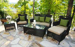   SALE New South Beach Deco 6pc Wicker Patio/Sunroom Sofa Furniture Set