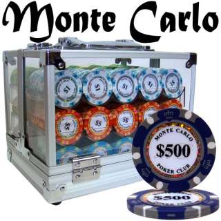 600 Acrylic Case Monte Carlo Casino Poker Chip Set  