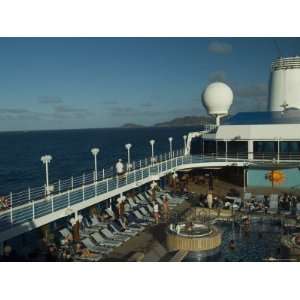 Overview of Pool Deck of a Cruise Ship on the Caribbean Sea Premium 