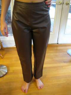 CLIO LEATHER BROWN LEATHER PANTS SIZE 8  