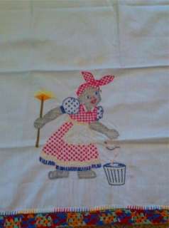 Vintage Black Americana Towel Mammy Applique Embroidery Aunt Jemima 