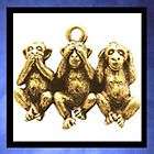 Heavy 9ct Gold Three Wise Monkeys Charm Or Pendant  