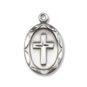   Sterling Silver Cross Pendant Sterling Silver Lite Curb Chain: Jewelry