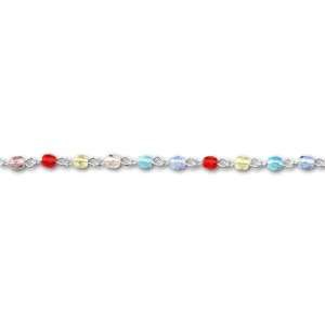  4mm Multi Colored Fire Polished Silver Plated Chain Arts 