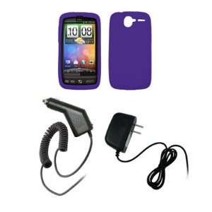 HTC Desire   Premium Purple Soft Silicone Gel Skin Cover Case + Rapid 