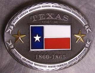Confederate States Belt Buckle Texas Flag NEW  