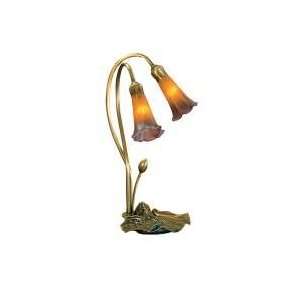  16H Amber/Purple Pond Lily 2 Lt Accent Lamp