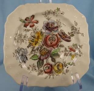 Lot of 2 SHERATON SQUARE SALAD PLATES Floral Center JOHNSON BROTHERS 