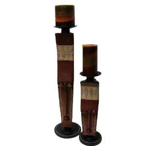   Fanti Two piece Candleholder Set   Handmade in Ghana