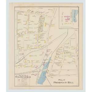  1892 Antique Map Bundle of 3~ Concord (Prospect Hill), Concord 