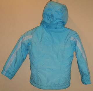 COLUMBIA Girls Aqua Hooded Winter Jacket Coat Sz 6 6X Ski  
