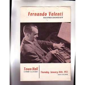  Handbill Fernando Valenti Harpsichordist NYC Town Hall 