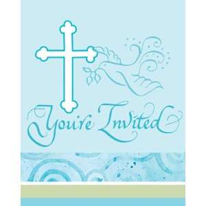    Blue Faithful Dove Party Invitations   Bulk