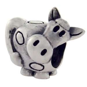  Biagi Silly Cow Sterling Silver Bead, Pandora Compatible 